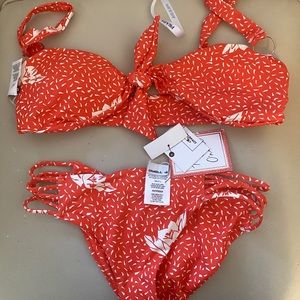 Nwt O’Neil swimsuit bikini tie front strappy